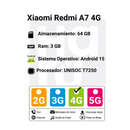 Celular Xiaomi Redmi A7 4G 64GB/3GB RAM-Negro