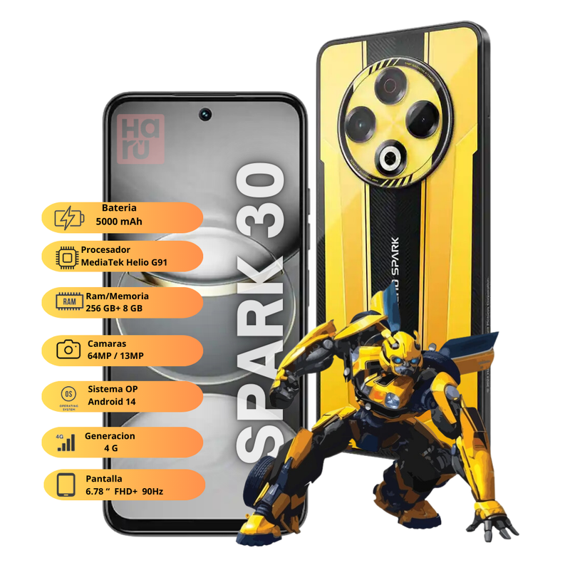 TECNO SPARK 30 256GB 8GB RAM - Edición Bumblebee