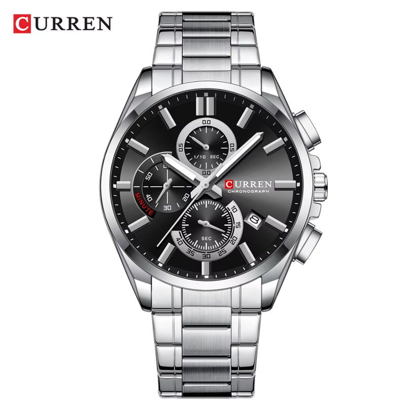 Reloj CURREN Cronografo 8475 Para Hombre - Plateado