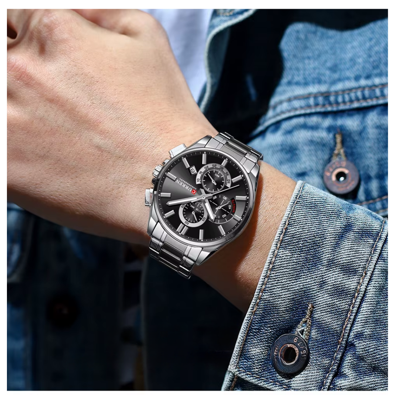 Reloj CURREN Cronografo 8475 Para Hombre - Plateado