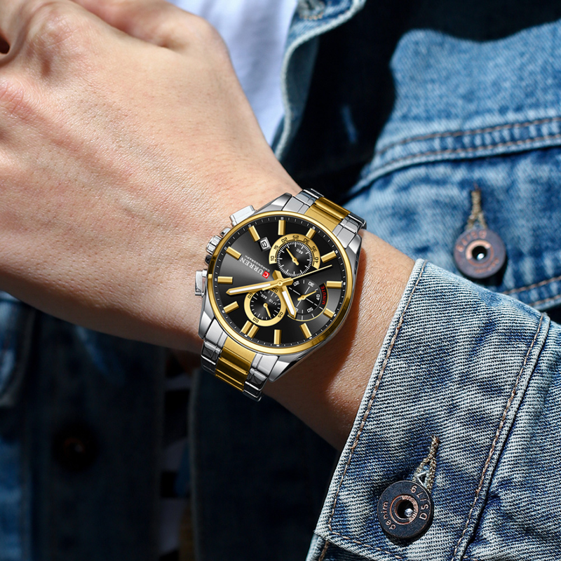 Reloj CURREN Cronografo 8475 Para Hombre - Bicolor