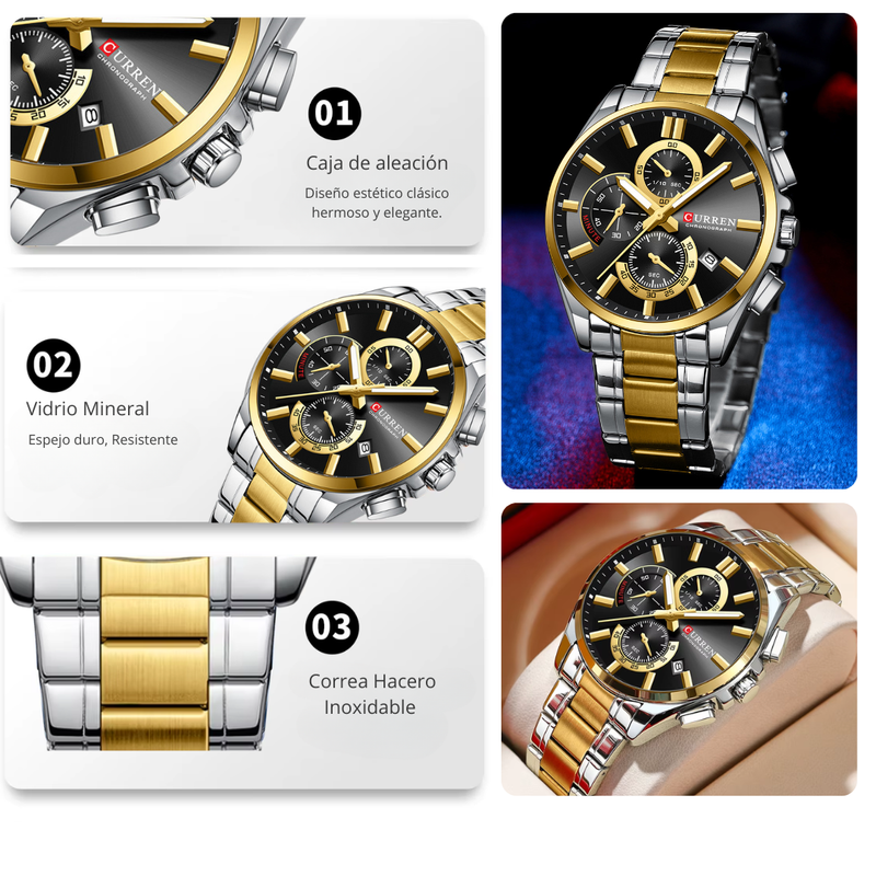 Reloj CURREN Cronografo 8475 Para Hombre - Bicolor