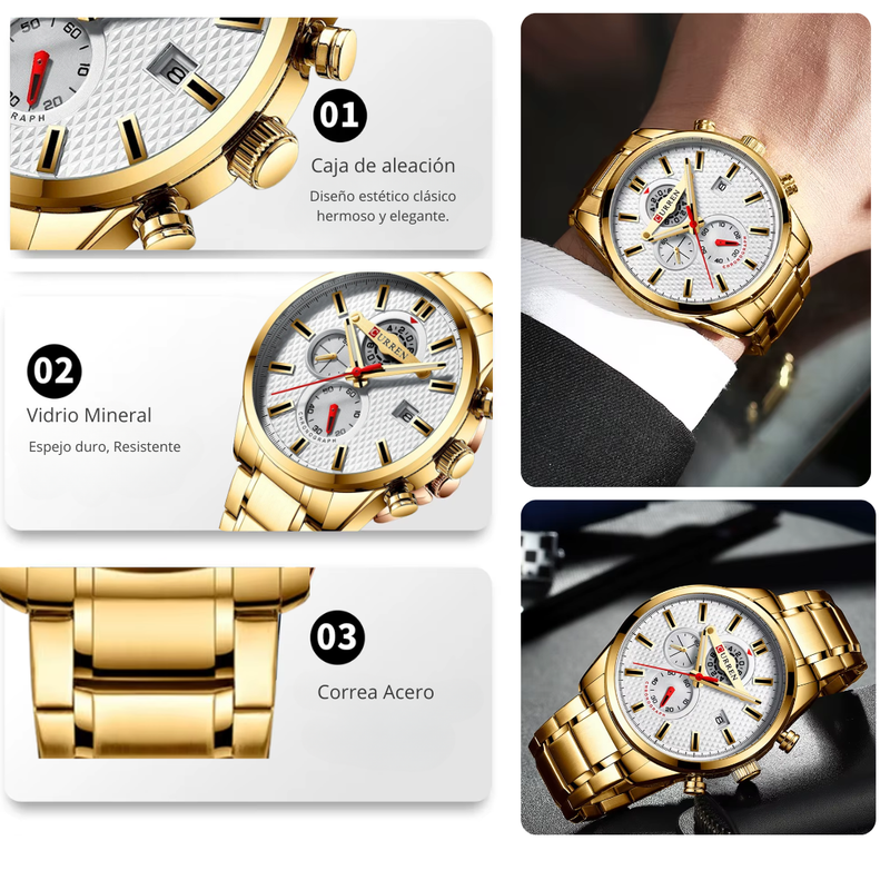 Reloj CURREN 8352 Cronografo Para Hombre - Dorado
