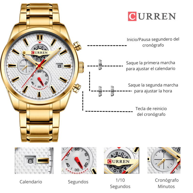Reloj CURREN 8352 Cronografo Para Hombre - Dorado