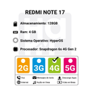 Celular Xiaomi Note 17 4G 128GB/4GB RAM- Negro