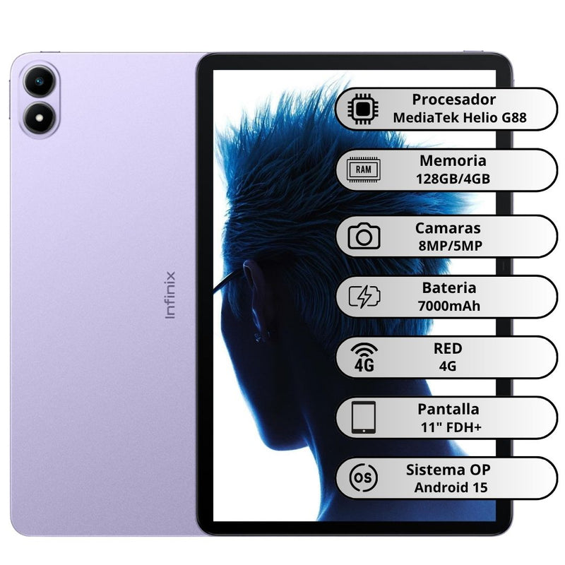 Tablet Infinix Xpad 20 128GB/4GB + Case Protector - Morada