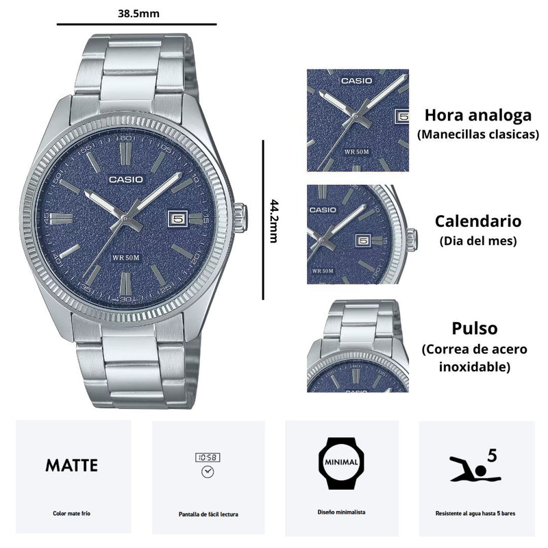 Reloj Casio MTP-1302DA-2A1 Diseño Elegante