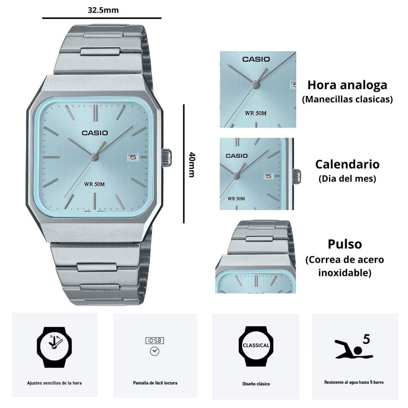 Reloj Casio Referencia MTP-B185D-2A2 Diseño Elegante