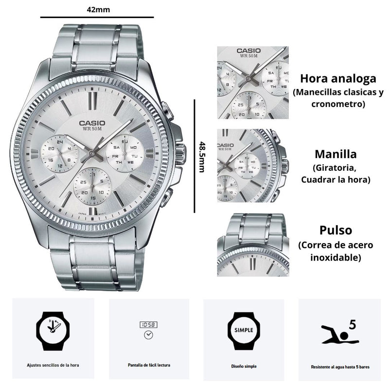 Reloj Casio Referencia MTP-1375D-7A Diseño Elegante