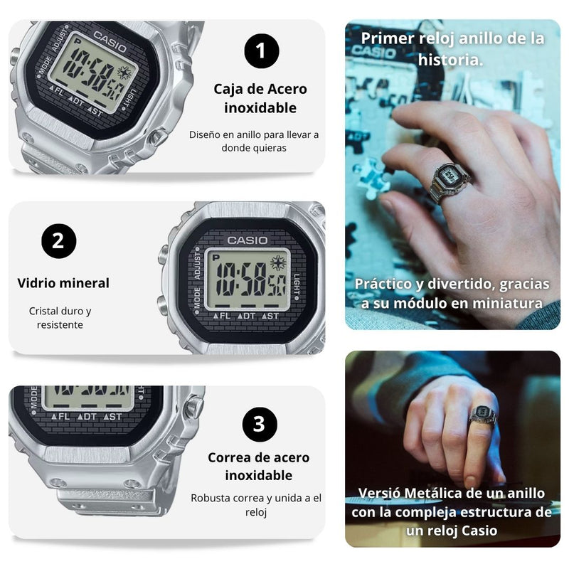 Anillo-Reloj Casio Modelo CRW-001-1D Diseño Vintage