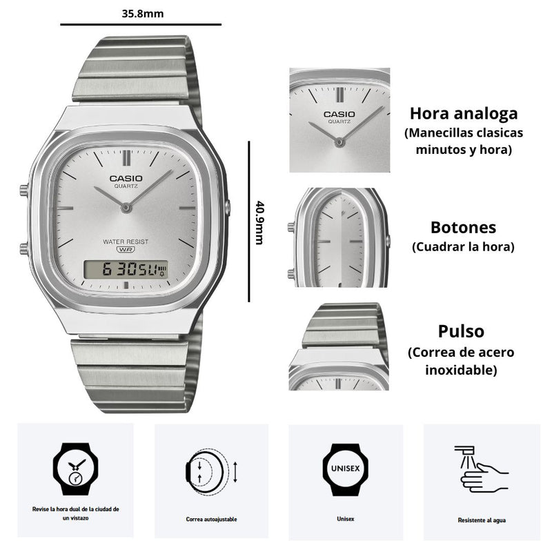 Reloj Casio Modelo AQ-240E-7A Diseño Vintage