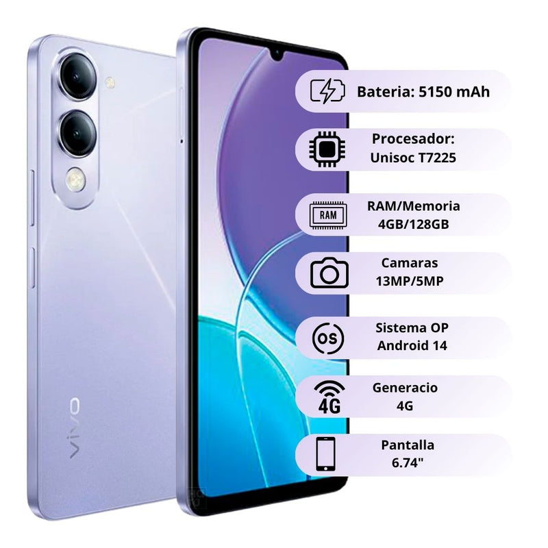Celular VIVO Y04 4G 128GB/4GB - Lavanda