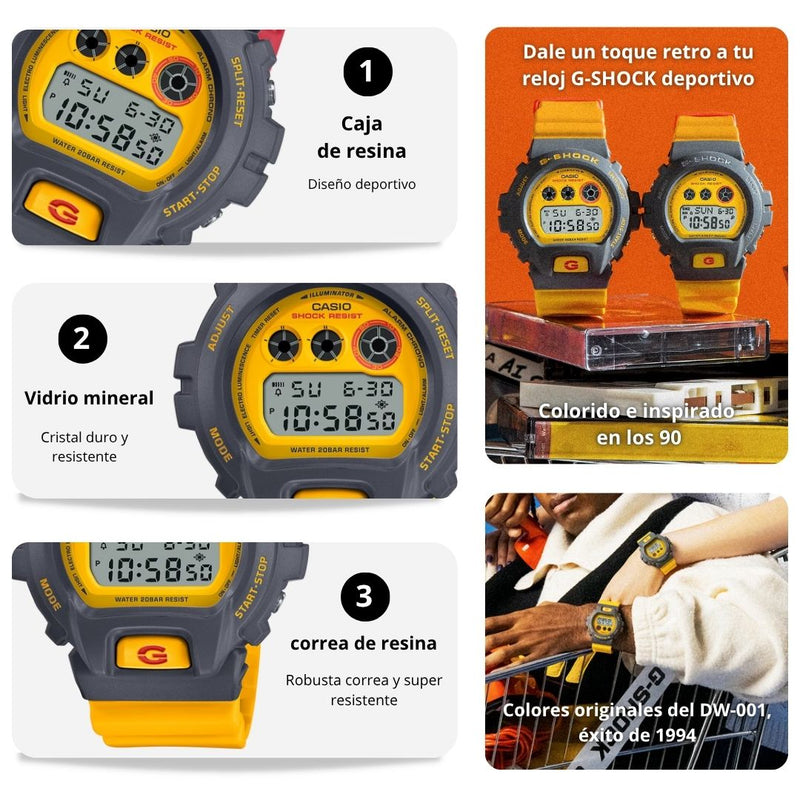 Reloj Casio G-SHOCK DW-6900Y-9 Diseño Deportivo