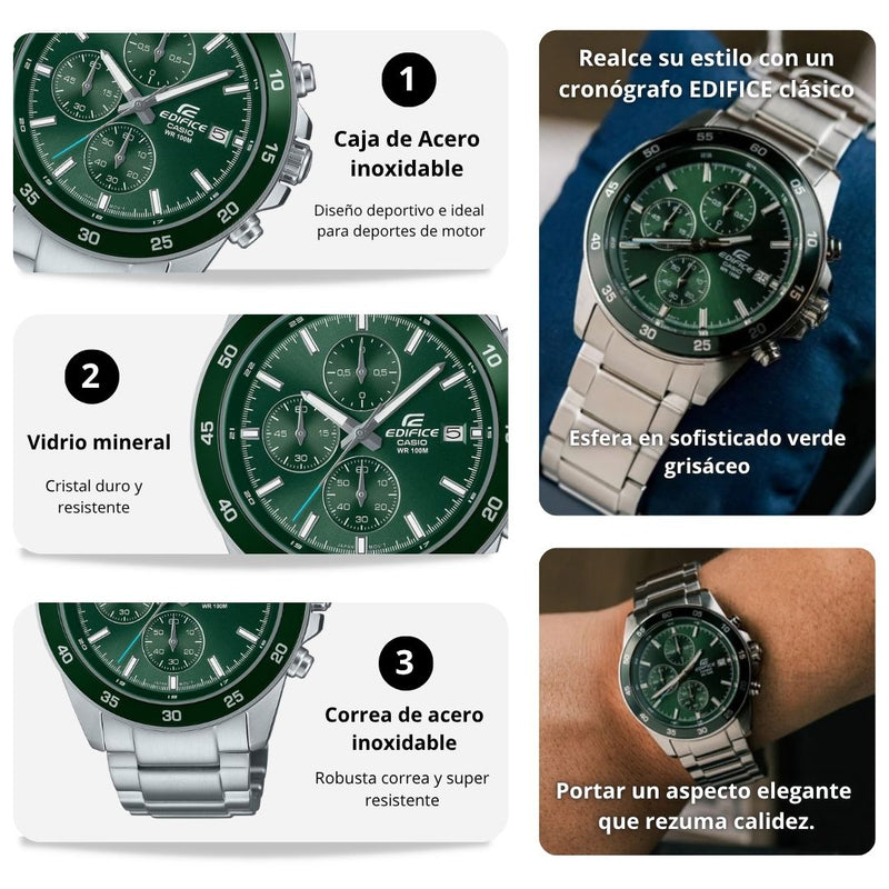 Reloj Casio Edifice EFR-526D-3A Cronografo Diseño Deportivo
