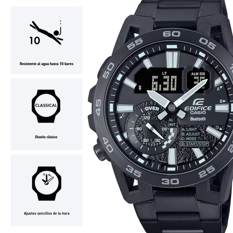 Reloj Casio Edifice ECB-40BK-1A Cronografo Diseño Deportivo