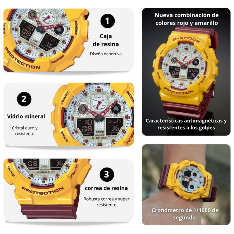 Reloj Casio G-SHOCK GA-100CS-9ADR Diseño Deportivo