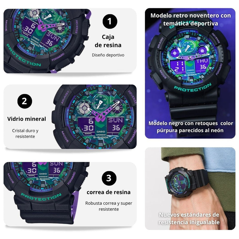 Reloj Casio G-SHOCK GA-100BL-1A Diseño Deportivo
