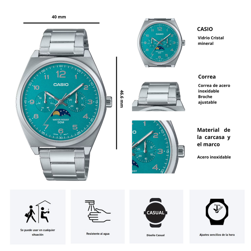 Reloj Casio Modelo MTP-M300D-3A Diseño Elegante