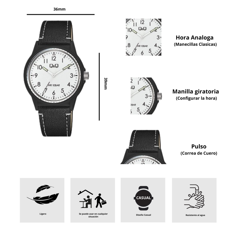 Reloj Q&Q V00A-008VY Diseño Casual