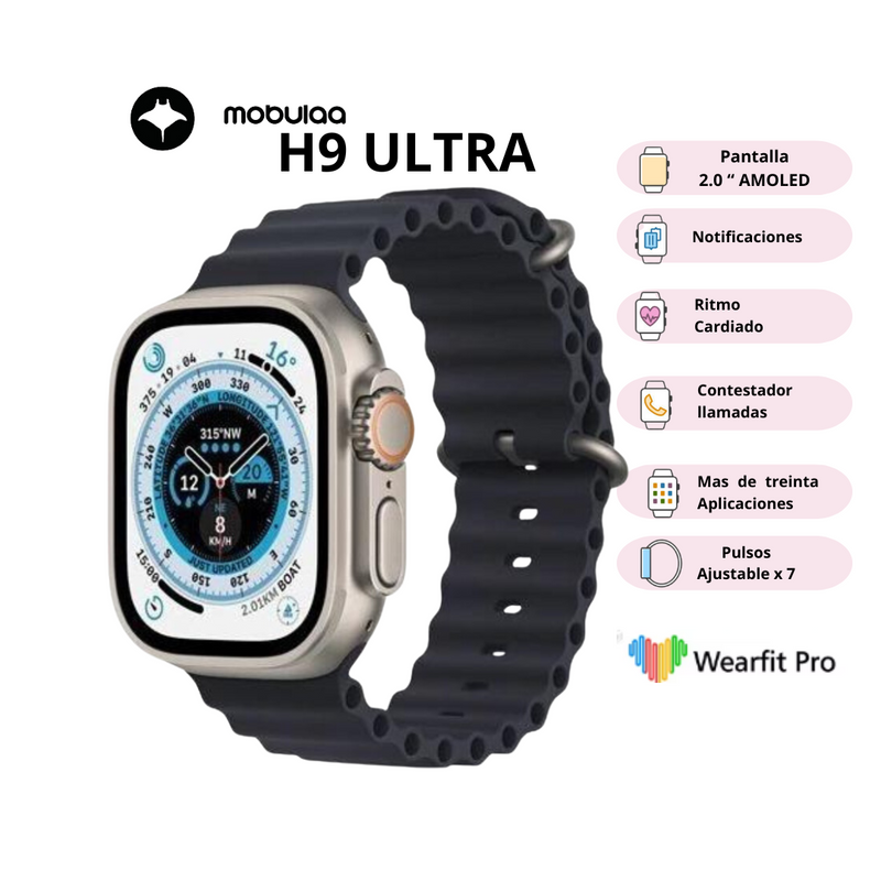 Reloj Inteligente H9 ULTRA PLUS Pantalla AMOLED Negro