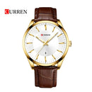Reloj Curren 8365 Café-blanco Cuero Diseño Elegante