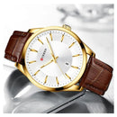 Reloj Curren 8365 Café-blanco Cuero Diseño Elegante