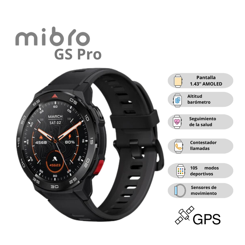 Reloj Inteligente Mibro Watch GS Pro Pantalla AMOLED - Negro