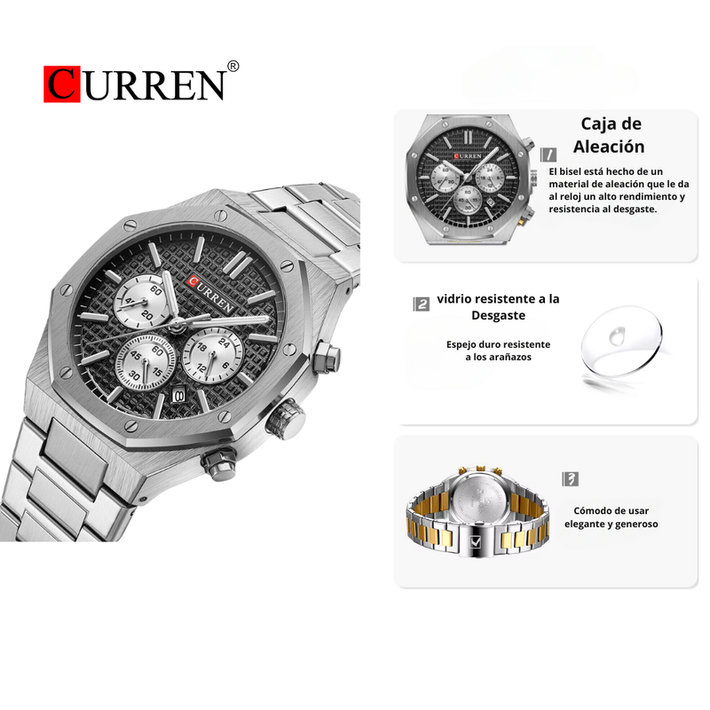 Reloj Curren 8440 Elegante Para Caballero Tablero Negro