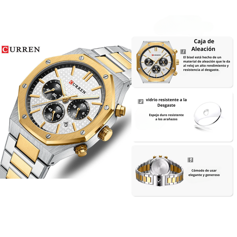 Reloj Curren 8440 Elegante Para Caballero Tablero Blanco