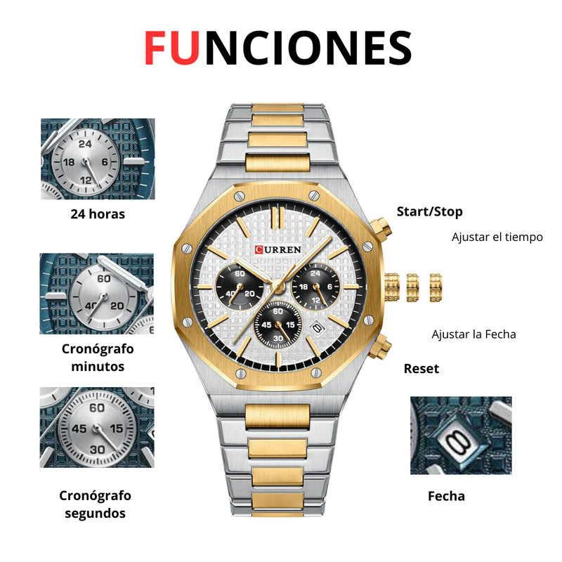 Reloj Curren 8440 Elegante Para Caballero Tablero Blanco