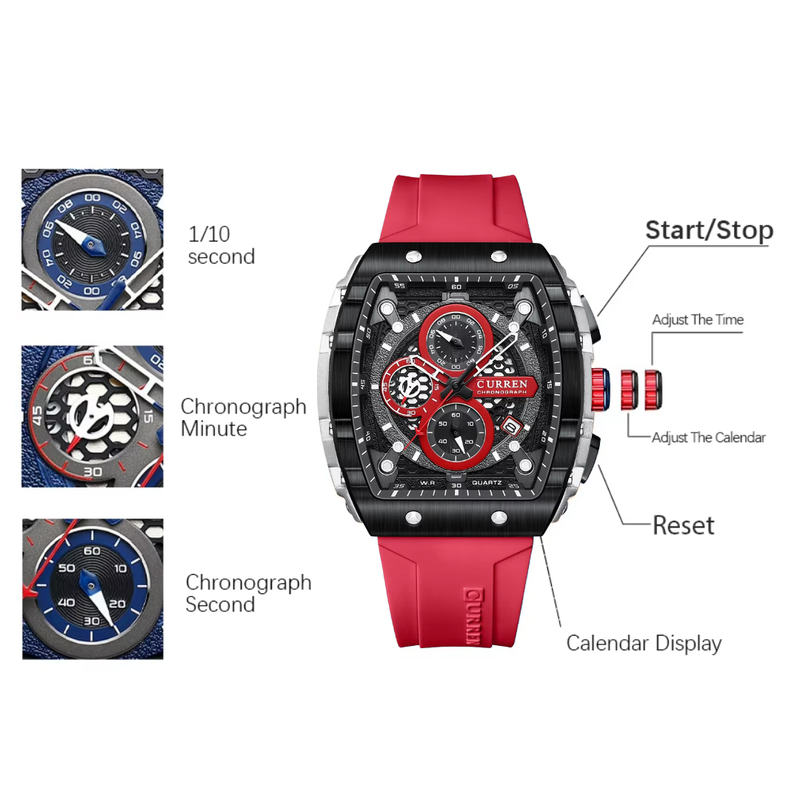 Reloj Curren Modelo 8442 Deportivo  - Rojo