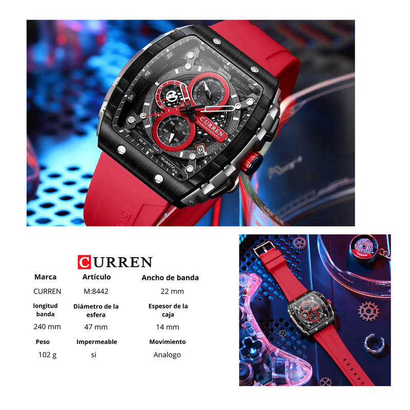 Reloj Curren Modelo 8442 Deportivo  - Rojo