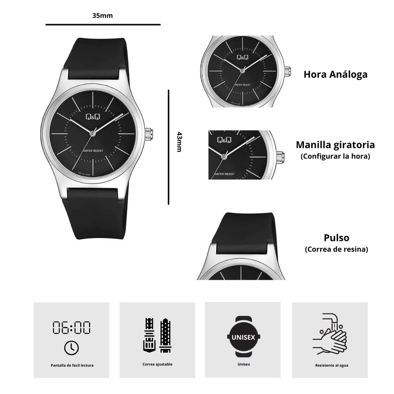 Reloj Q&Q QC10J302Y Diseño Casual