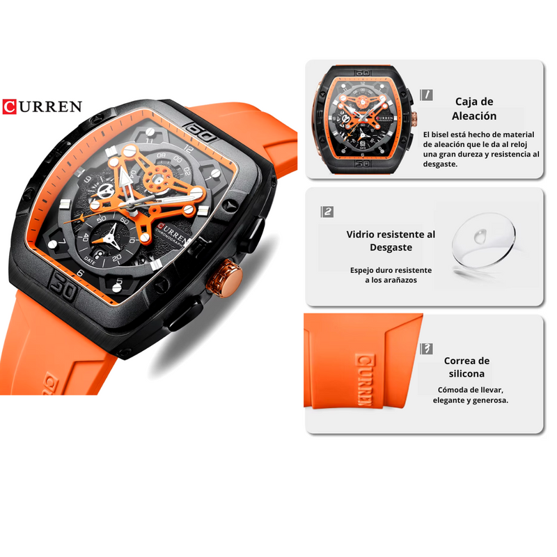 Reloj Curren Modelo 8443 Deportivo Casual - Naranja