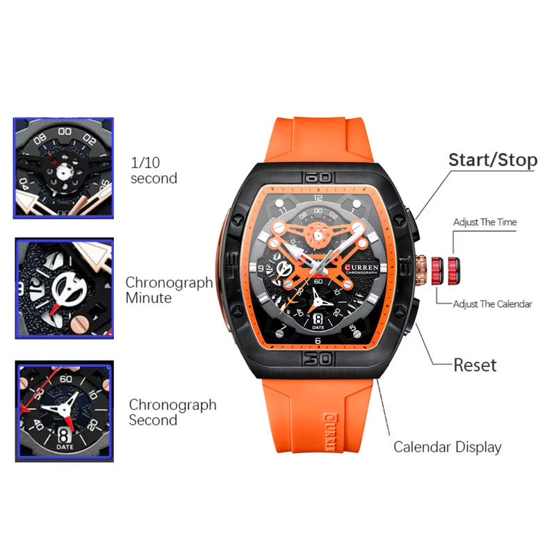 Reloj Curren Modelo 8443 Deportivo Casual - Naranja