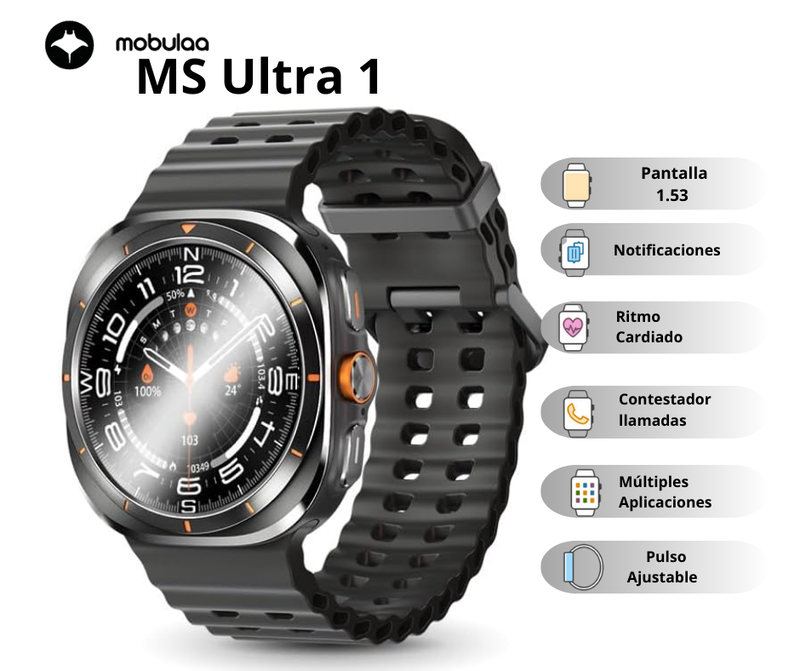 Reloj Inteligente Mobulaa MS Ultra 1 Diseño Deportivo