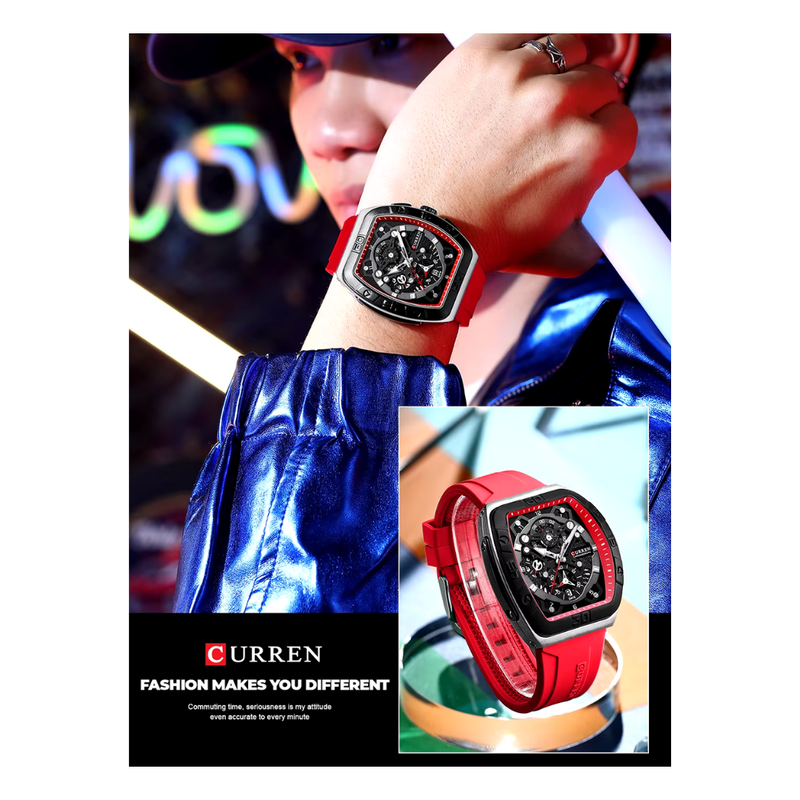 Reloj Curren Modelo 8443 Deportivo Casual - Rojo