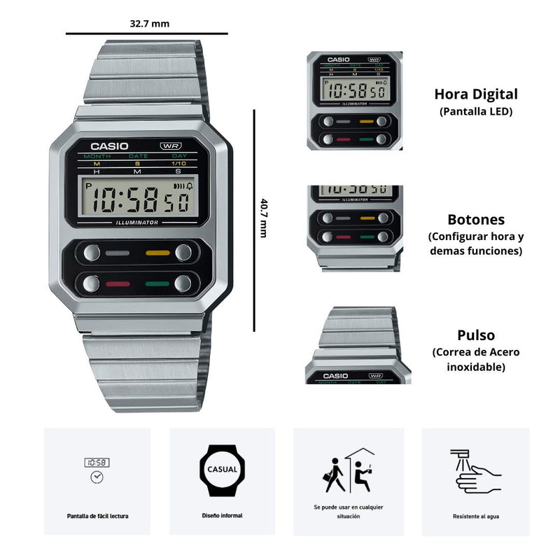 Reloj Casio A100WE-1A Diseño Vintage