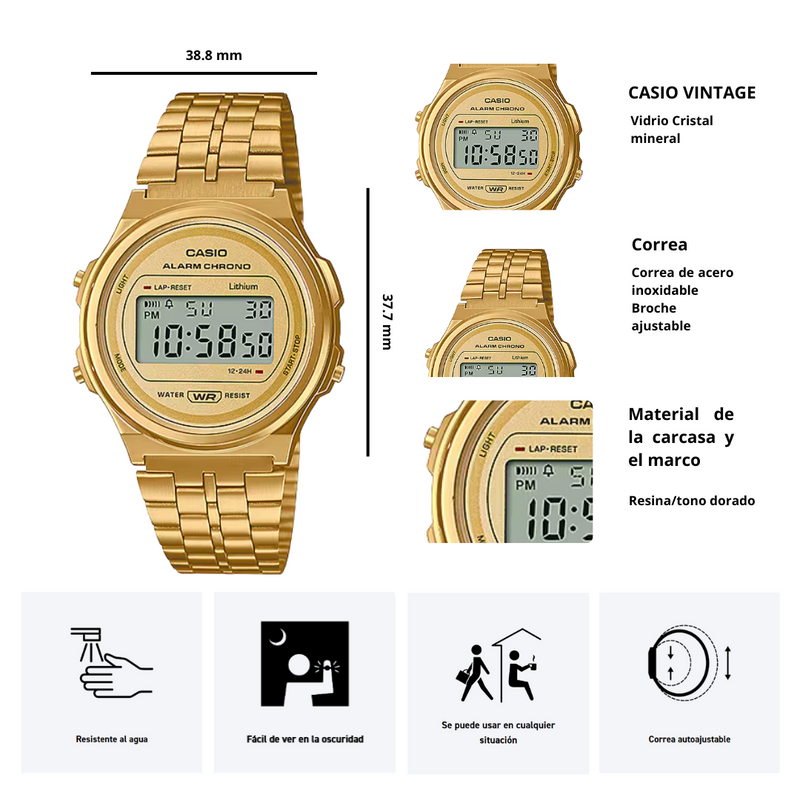 Reloj Casio A171WEG-9A Diseño clásico