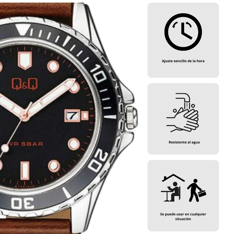 Reloj Q&Q Modelo A172J312Y Diseño Elegante