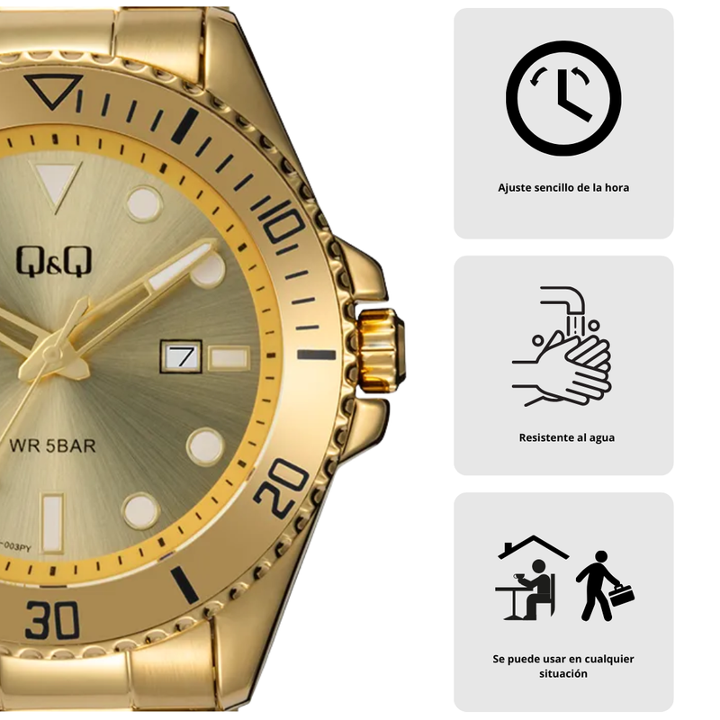 Reloj Q&Q Modelo A41A-003PY Diseño Elegante