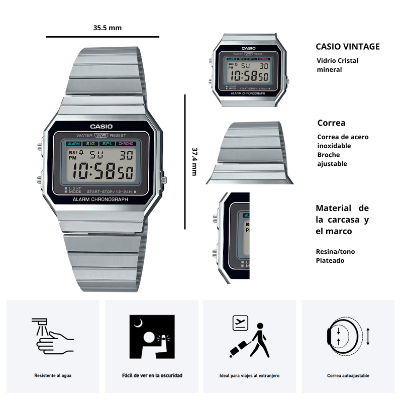 Reloj Casio A-700W-1A Diseño Vintage