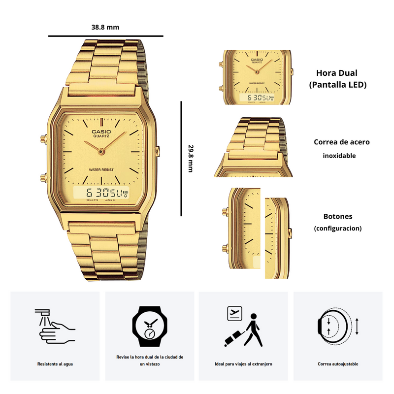 Reloj Casio Modelo AQ-230GA-9D Diseño Clásico