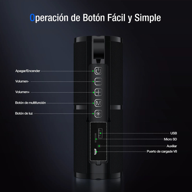 1Hora Bocina Bluetooth Portátil BOC060-Roja