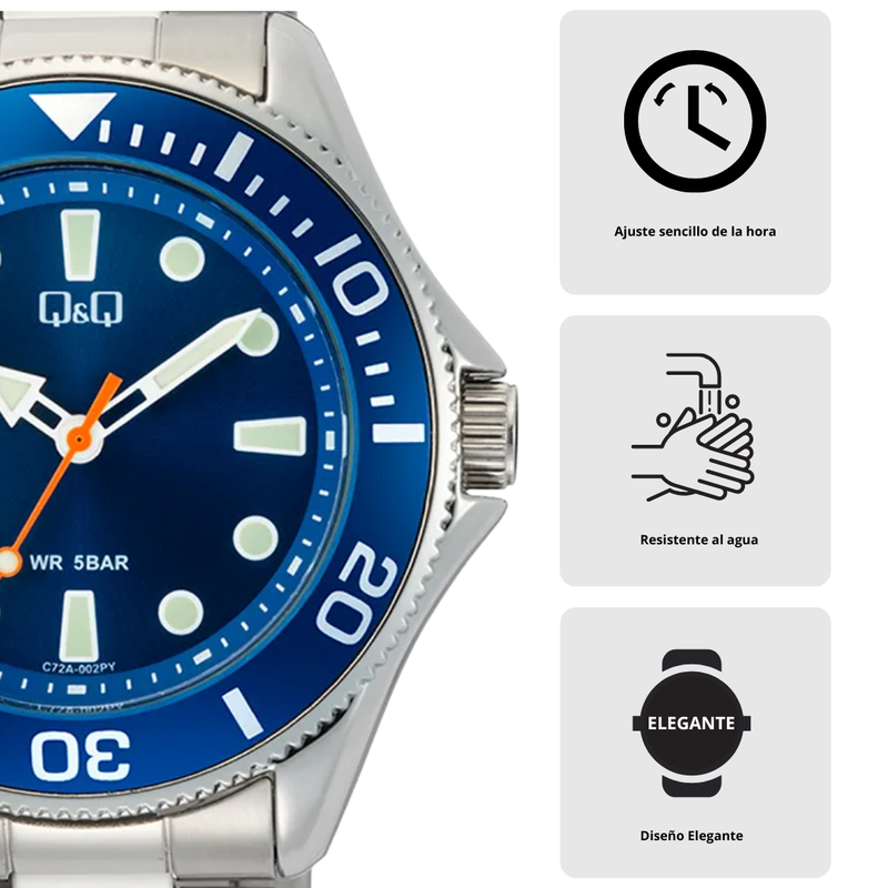 Reloj Q&Q Modelo C72A-002PY Diseño Elegante