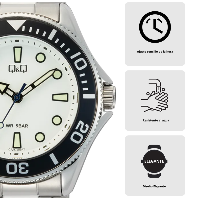 Reloj Q&Q Modelo C72A-003PY Diseño Elegante