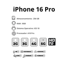 Celular iPhone 16 Pro 256GB Titanio Negro- eSIM