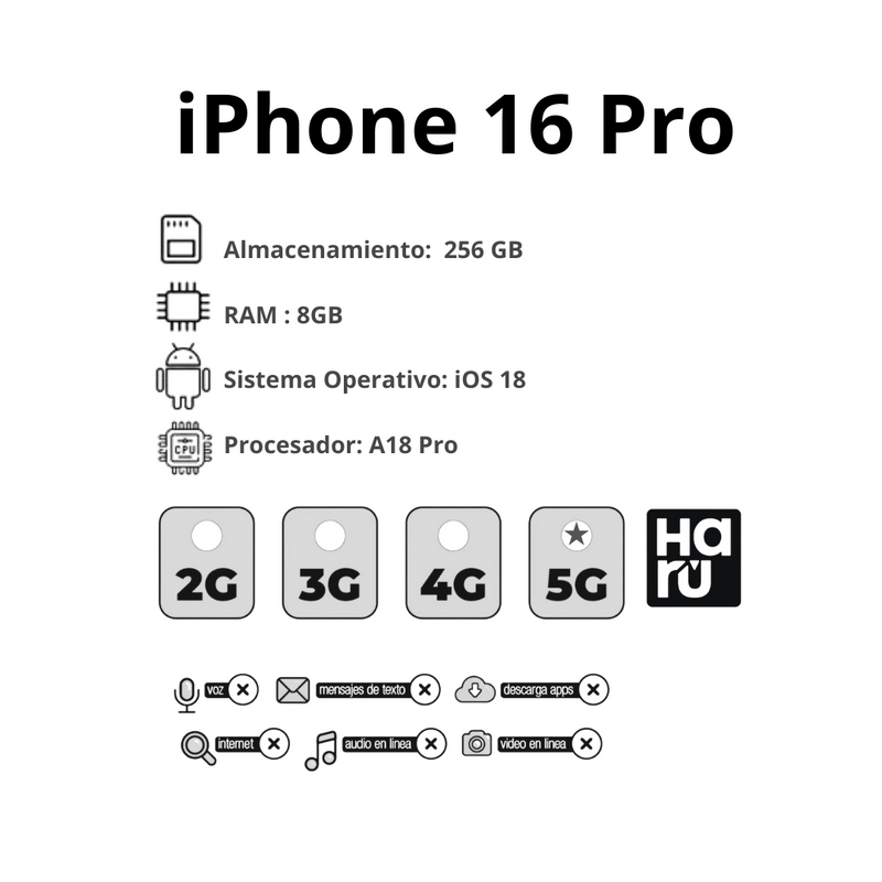 Celular iPhone 16 Pro 256GB Titanio Blanco - eSIM