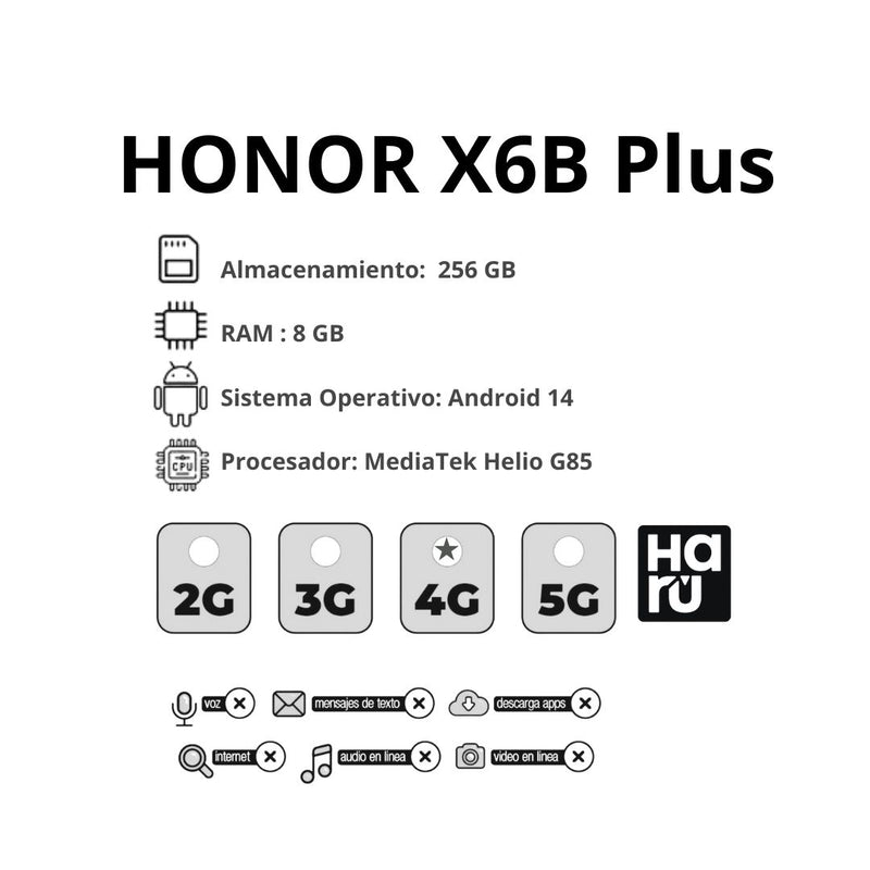 Celular HONOR X6B PLUS 256GB/8GB RAM -  Morado