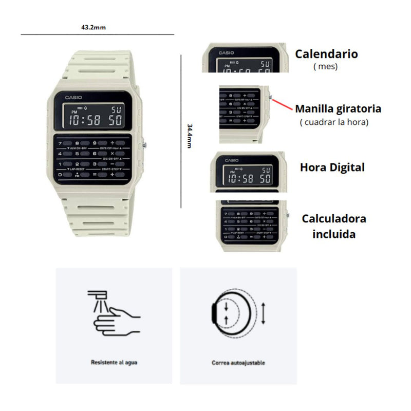 Reloj Casio Modelo CA-53WF-8B Calculadora